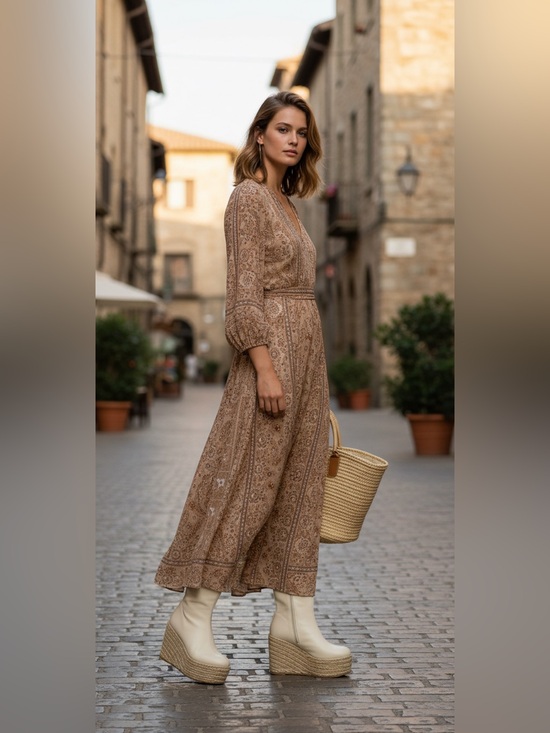 Paloma Barcelo Shoes - Paloma Barcelo Cream Leather Platform Mid Calf Espadrille Boots